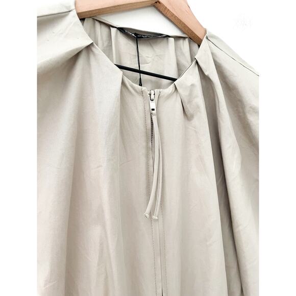 NWT Zara Voluminous Jumpsuit XS Khaki Beige Zip Flight Suit Utility Minimalist - Picture 6 of 12